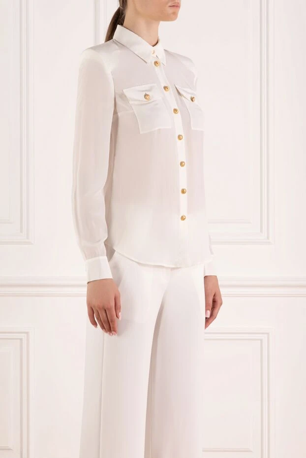 Balmain блуза женская белая из шелка 179746 - фото 3