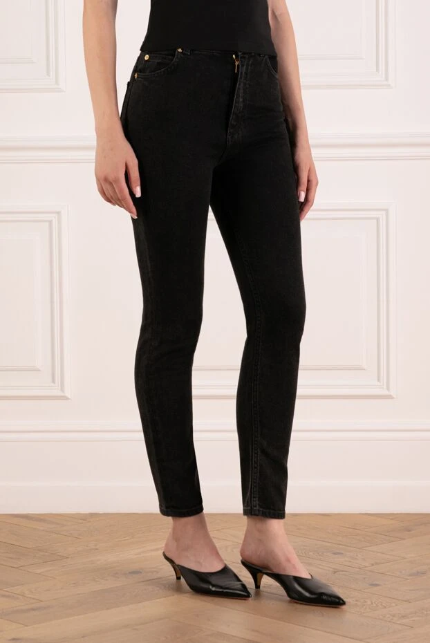Balmain джинсы женские черные из хлопка и эластана 179750 - фото 3