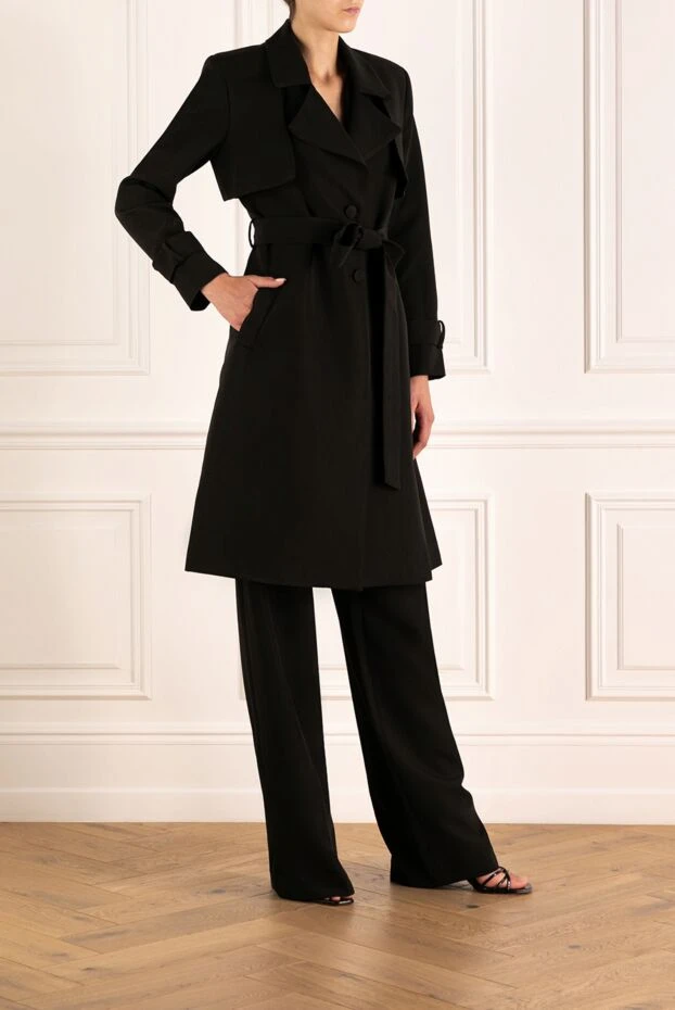 Fleur de Paris пальто женское черное приталенное с поясным ремнем
 179767 - фото 3