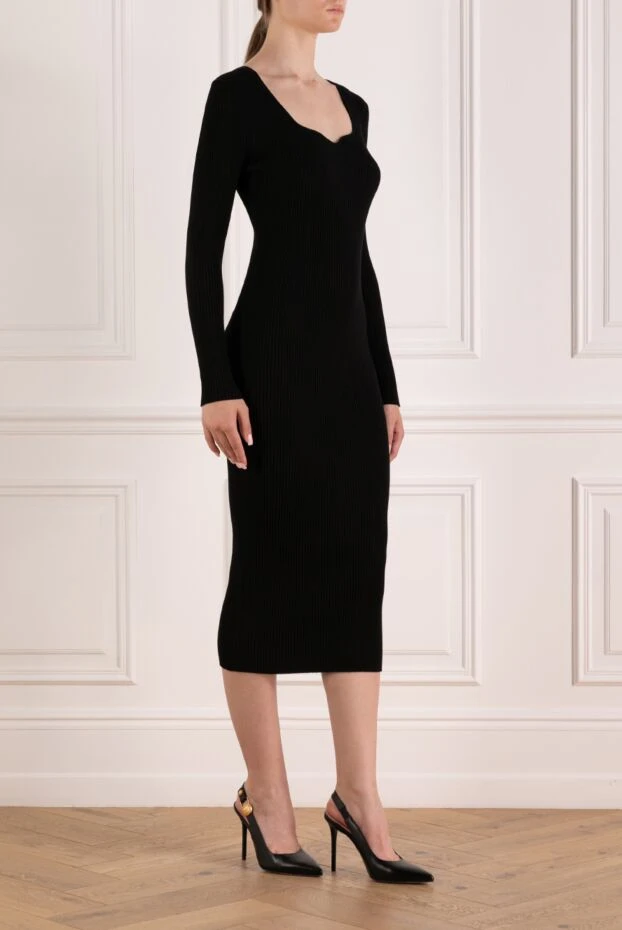 P.A.R.O.S.H. black knitted midi dress with embossed stripes 179785 - photo 3