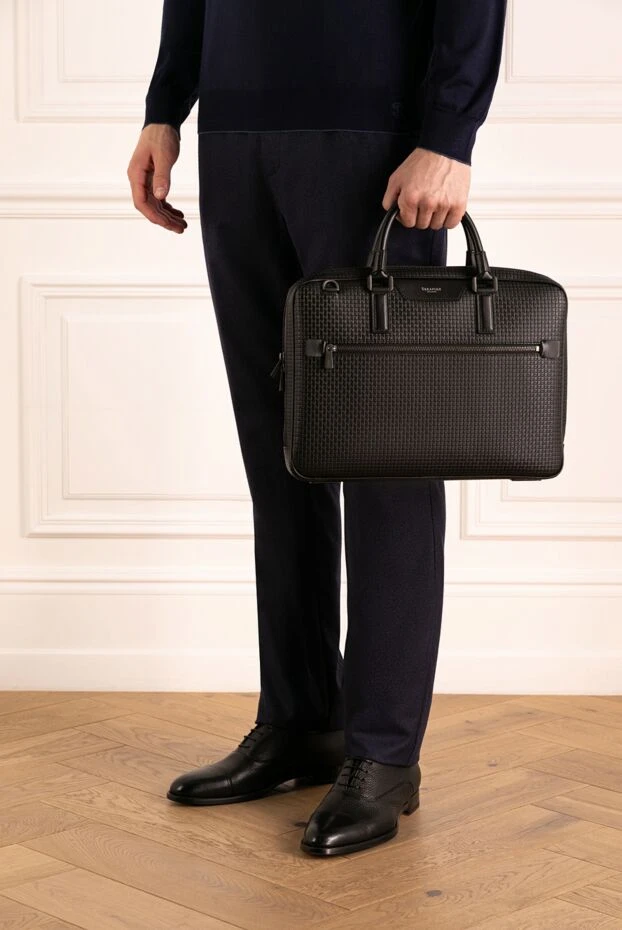 Serapian man men's briefcase black, genuine leather купить с ценами и фото 179817 - photo 2