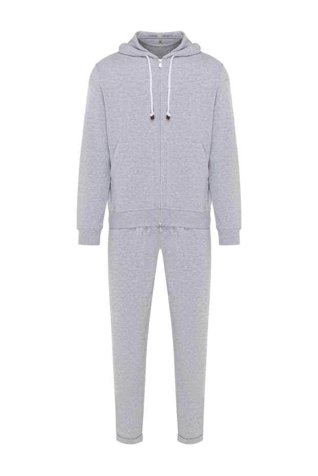 Спортивный костюм серый меланжевый мужской с капюшоном - фото 1