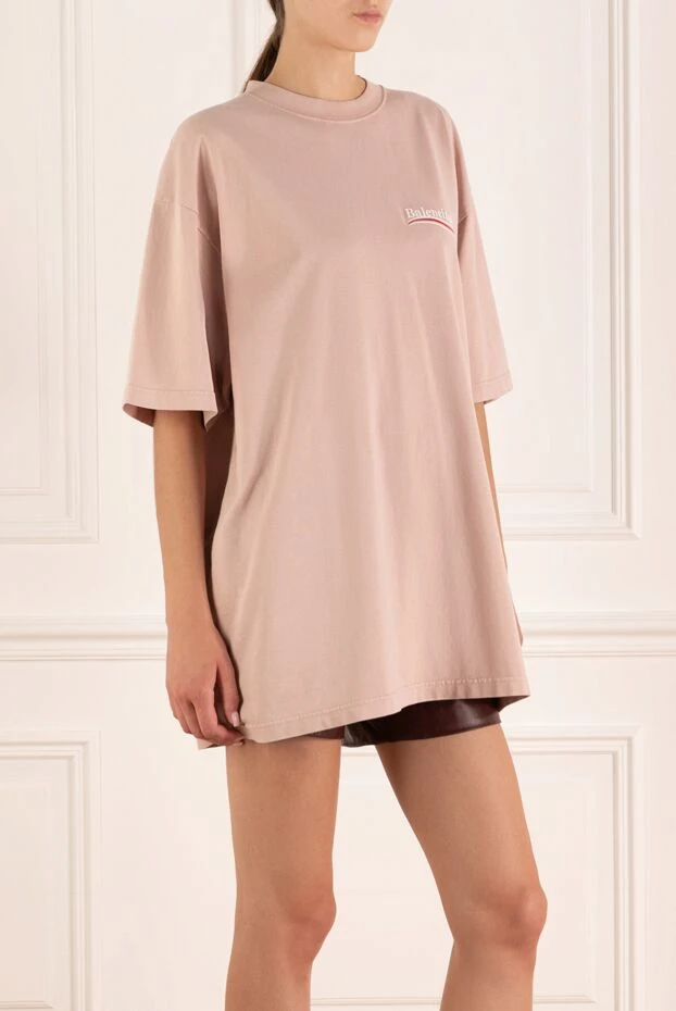 Balenciaga футболка женская розовая из хлопка 179862 - фото 3