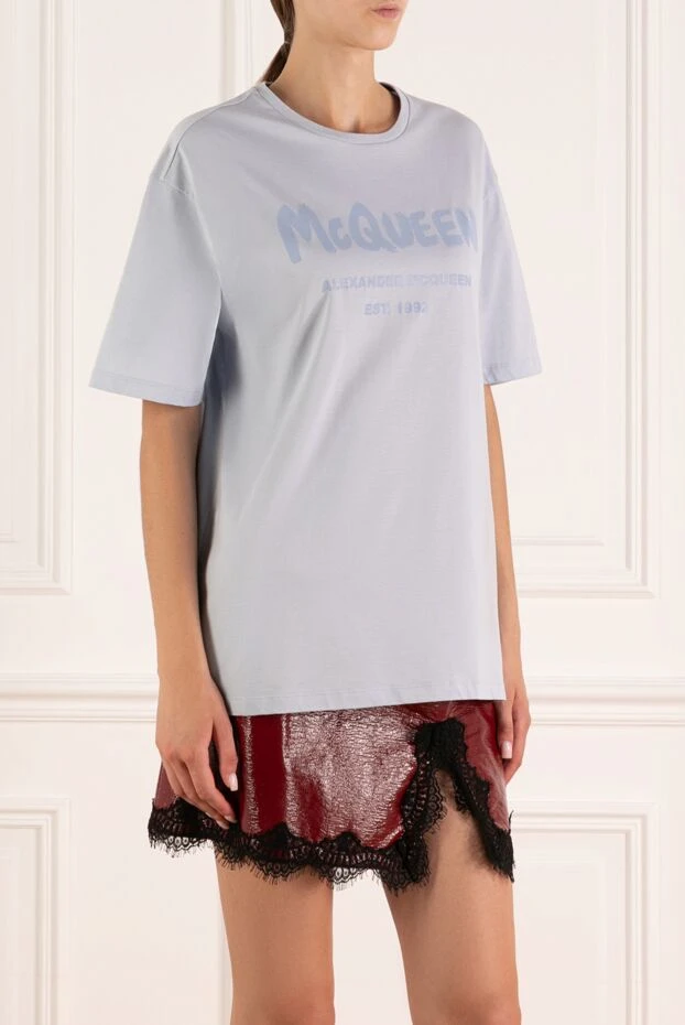 Alexander McQueen women's blue t-shirt made of cotton 179869 - photo 3