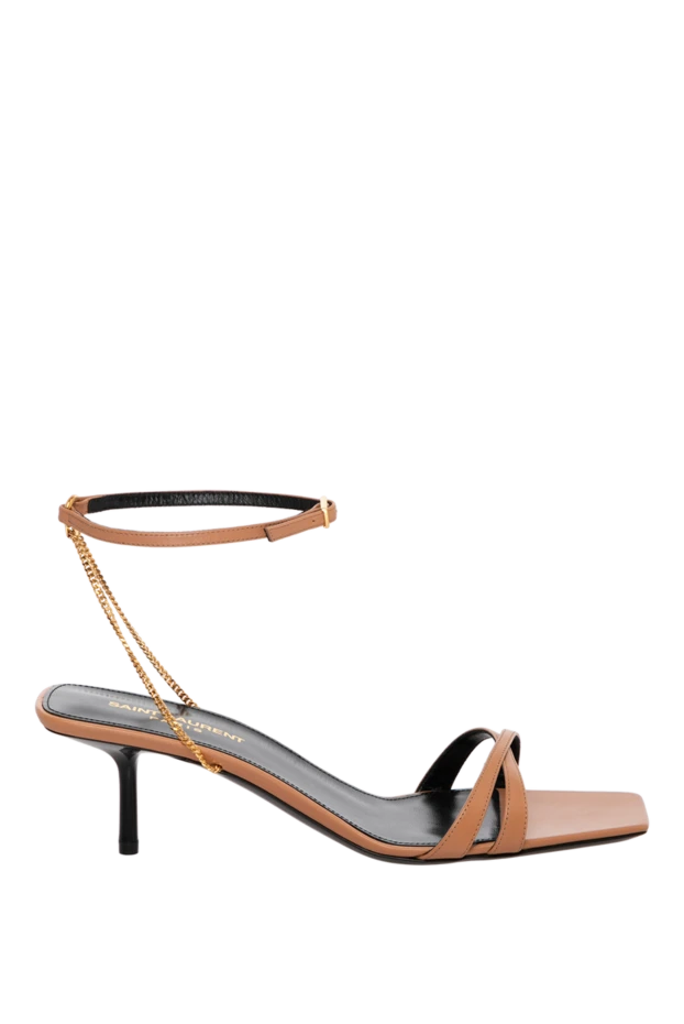 Saint Laurent woman women's sandals, beige, made of genuine leather купить с ценами и фото 179878 - photo 1