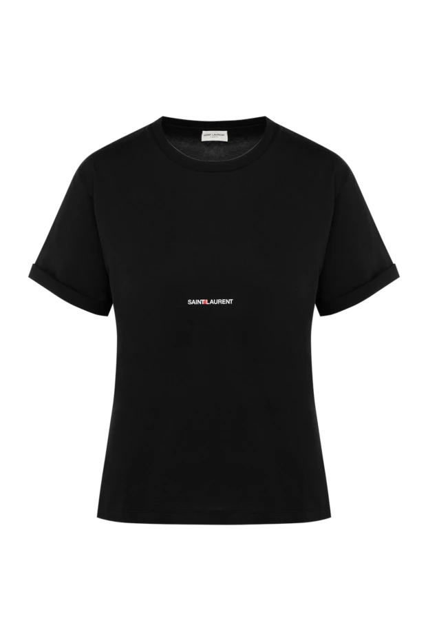 Saint Laurent woman women's black cotton t-shirt купить с ценами и фото 179886 - photo 1