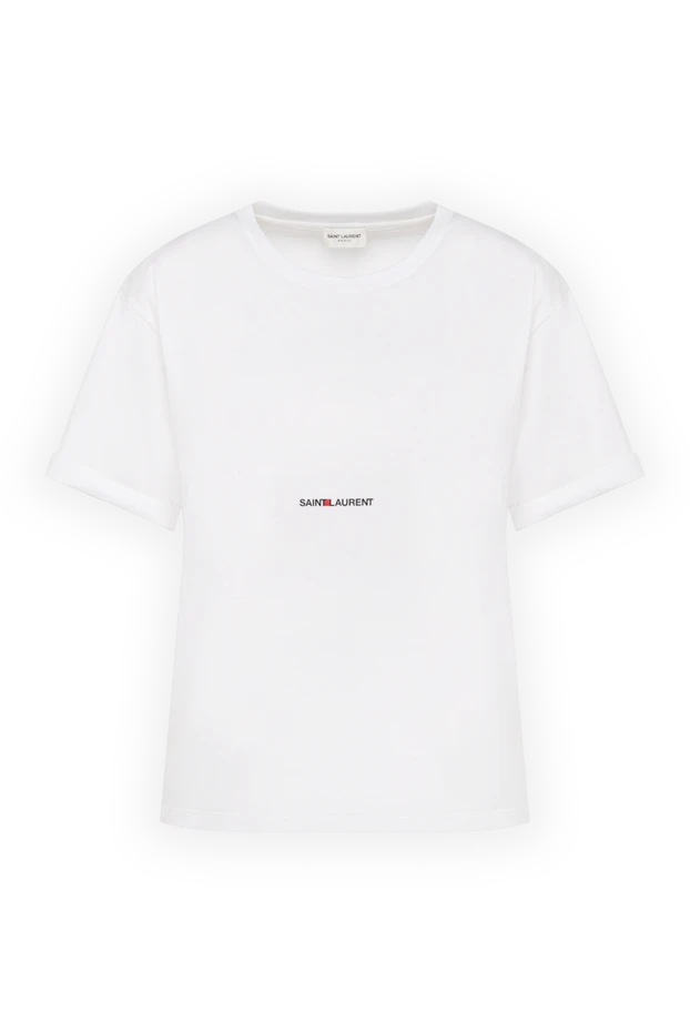 Saint Laurent woman women's white cotton t-shirt купить с ценами и фото 179887 - photo 1