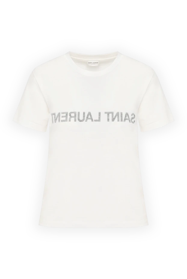 Saint Laurent woman women's white cotton t-shirt купить с ценами и фото 179888 - photo 1