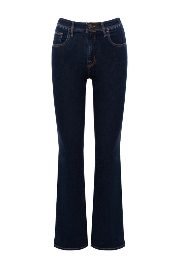 Women's deep indigo denim jeans with contrast stitching - photo 1