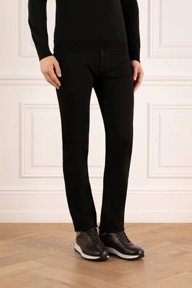 Jacob Cohen чёрные джинсы из мягкого эластичного материала с металлизированной пуговицей

 179903 - фото 3