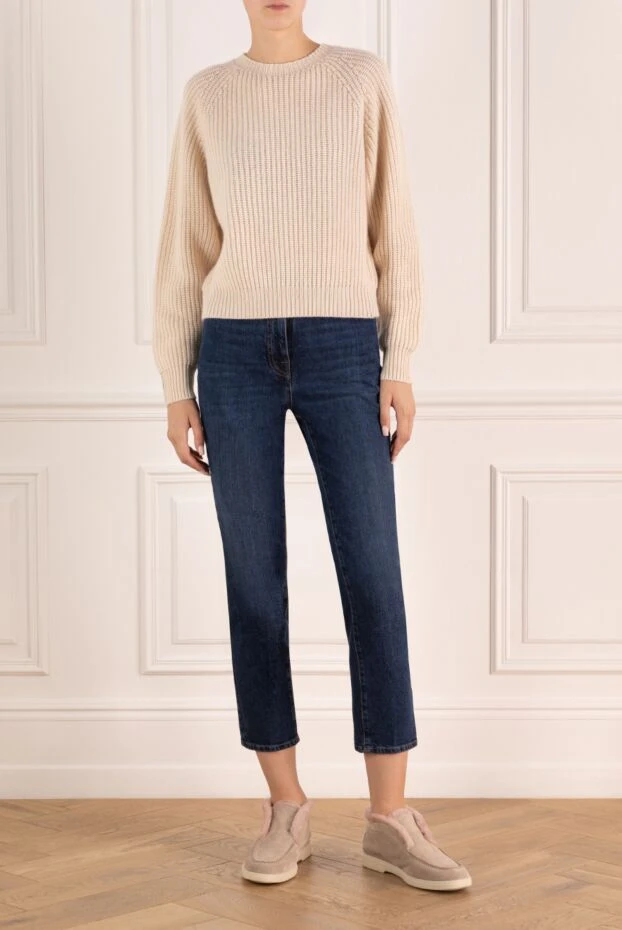 Джемпер кашемировый женский в рубчик бежевого цвета
- фото 2