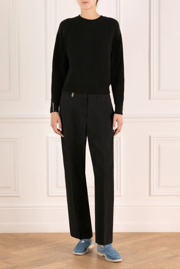 Peserico чёрный джемпер в крупную вязку из кашемира с рукавами-реглан 179910 - фото 2