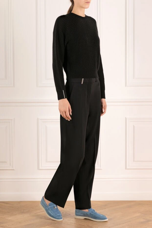 Peserico чёрный джемпер в крупную вязку из кашемира с рукавами-реглан 179910 - фото 3