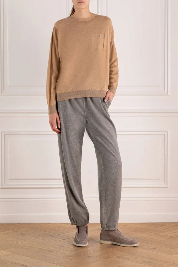 Peserico джемпер женский коричневый из кашемира и вискозы 179918 - фото 2