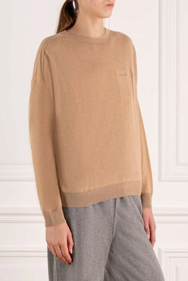 Peserico джемпер женский коричневый из кашемира и вискозы 179918 - фото 3