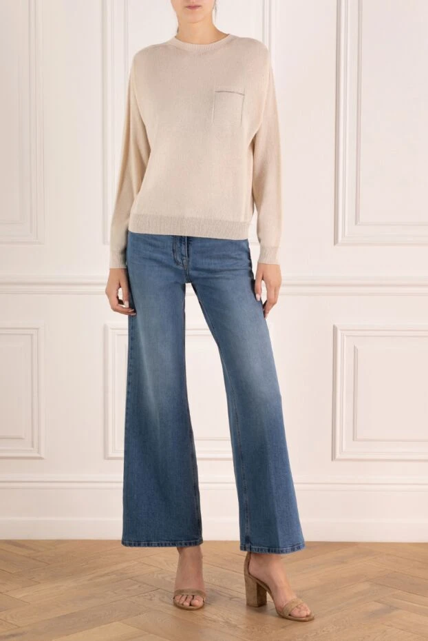 Peserico джемпер женский бежевый из кашемира и вискозы. 179920 - фото 2