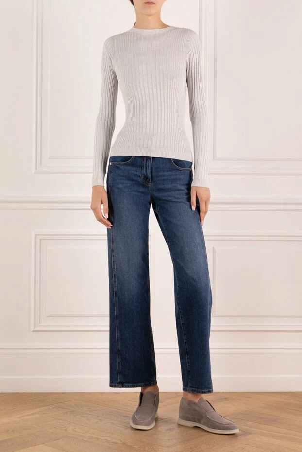 Peserico джемпер женский серый из вискозы и полиэстера 179923 - фото 2