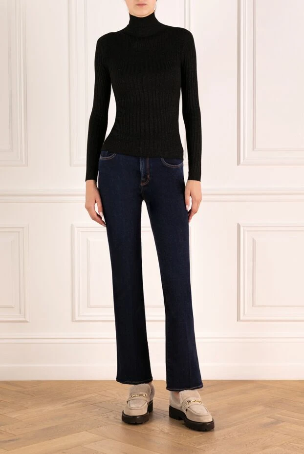 Гольф женский черный из вискозы и полиэстера - фото 2