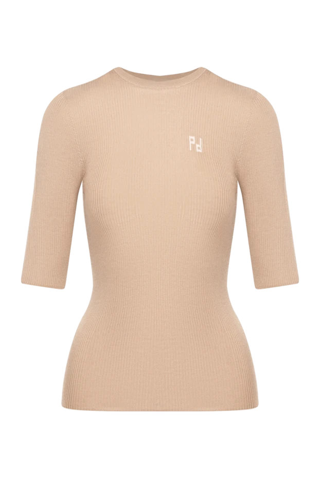 Beige women's short sleeve jumper made of silk and cashmere - photo 1