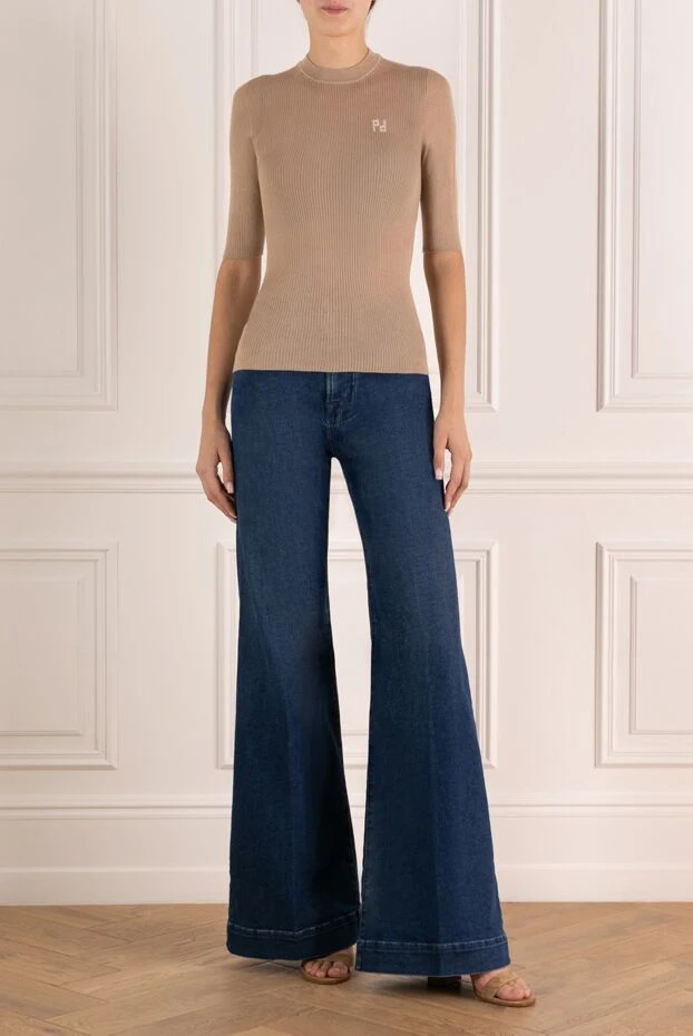 Peserico джемпер с коротким рукавом женский бежевый из шелка и кашемира с коротким рукавом 179929 - фото 2