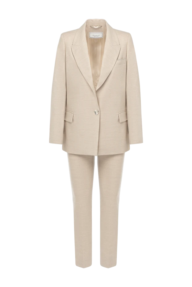 Women's light beige wool trouser suit - photo 1