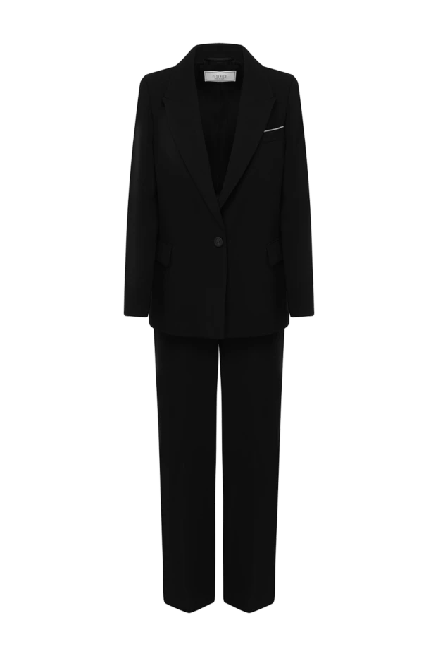 Black polyester suit with trousers for women - photo 1