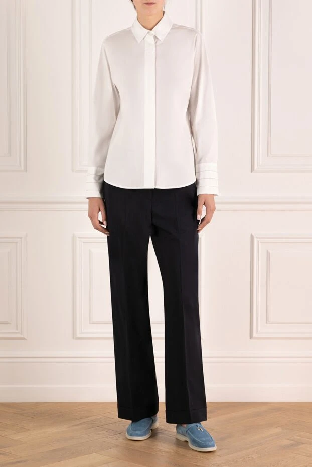 Peserico рубашка женская белая из хлопка и эластана 179937 - фото 2