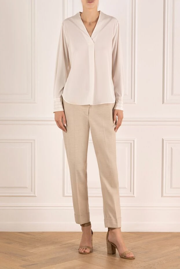 Peserico блуза женская бежевая из шелка и эластана. 179938 - фото 2