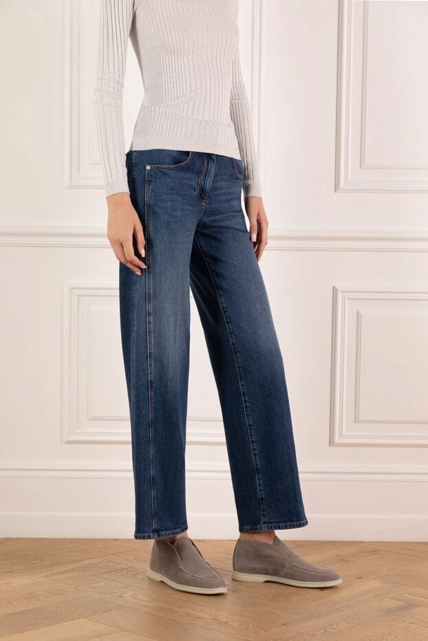 Peserico темно-синие джинсы с утонченной варкой и стандартной шириной по низу

 179944 - фото 3