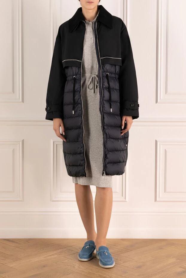 Полиэстерден тігілген әйелдер көк түсті мамық күрте - фото 2