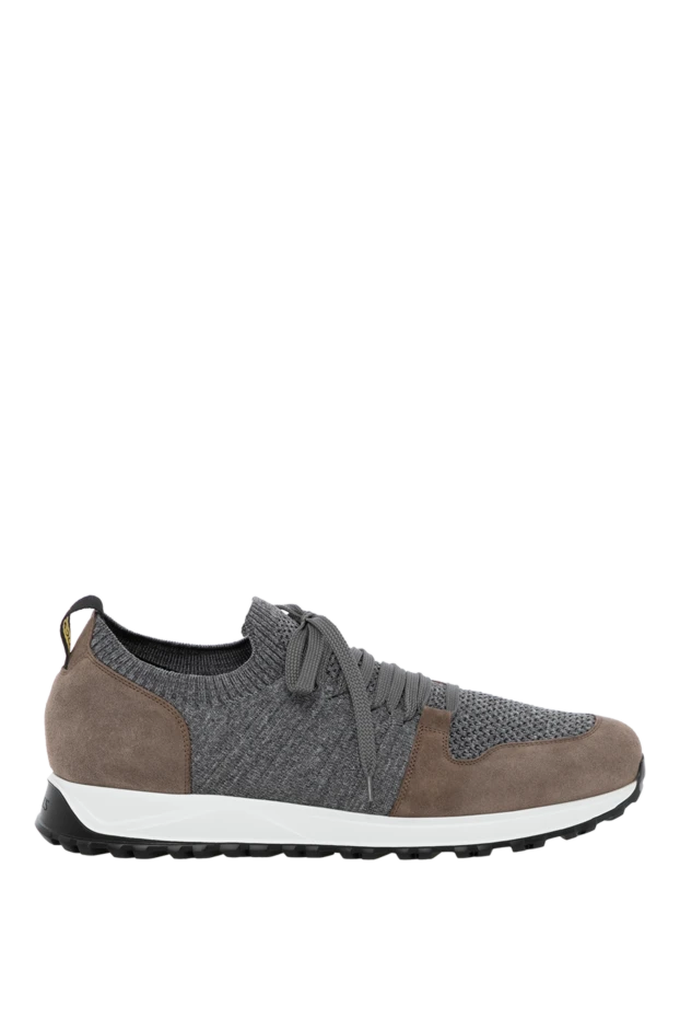 Doucal`s man men's gray cotton and suede sneakers купить с ценами и фото 180001 - photo 1