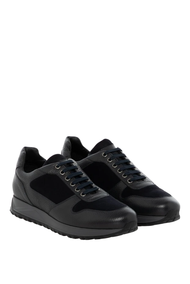 Doucal`s кроссовки мужские синие из натуральной кожи и замши 180003 - фото 3