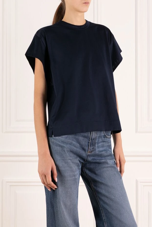 Moorer women's dark blue cotton short sleeve t-shirt 180087 - photo 3