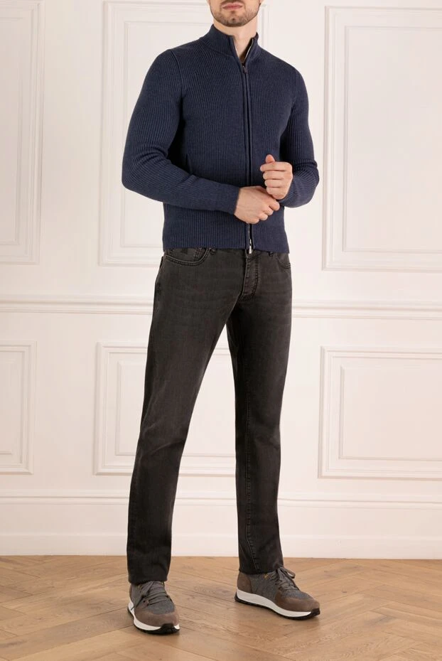 Moorer man men's blue wool cardigan купить с ценами и фото 180124 - photo 2