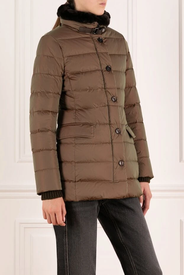 Moorer женский коричневый пуховик из полиамида с мехом 180185 - фото 3