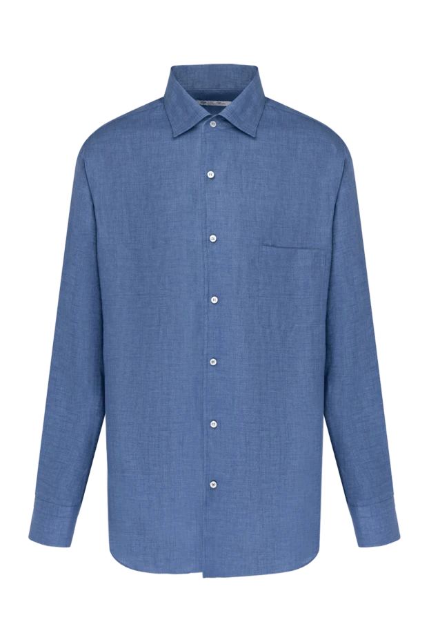 Loro Piana man men's blue linen shirt купить с ценами и фото 180205 - photo 1