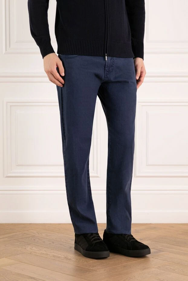 Loro Piana мужские летние джинсы дышащие из смеси льна и хлопка
 180207 - фото 3