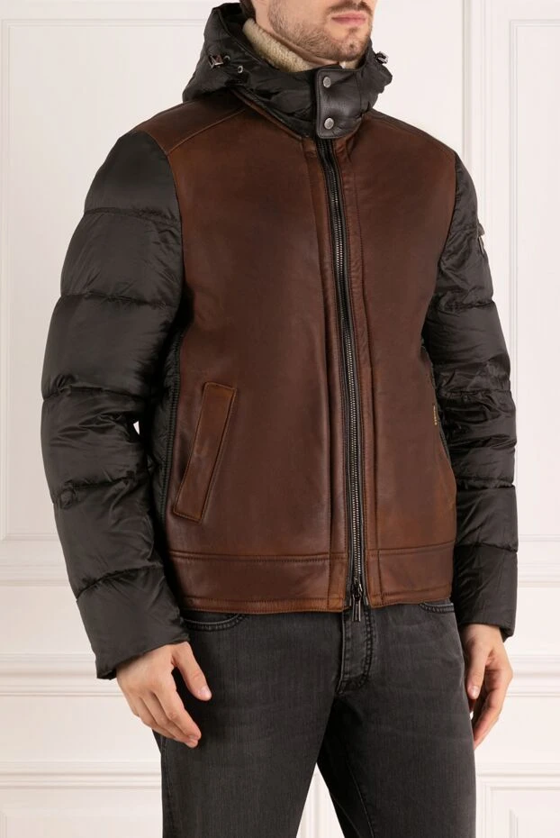 Moorer дубленка мужская коричневая из натуральной кожи и меха 180219 - фото 3