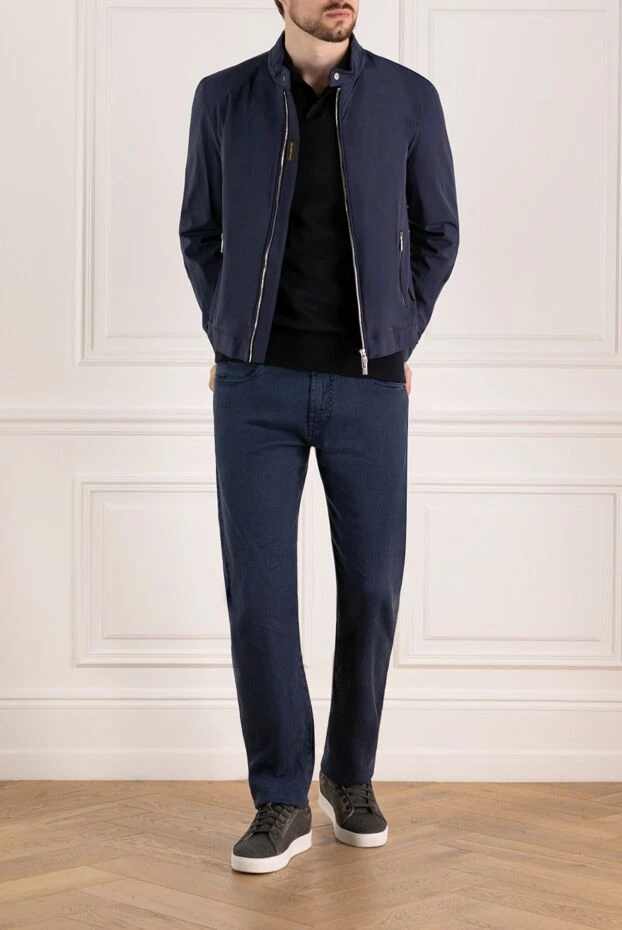 Moorer мужская тёмно-синяя куртка из плотного текстиля с металлической фурнитурой 180224 - фото 2