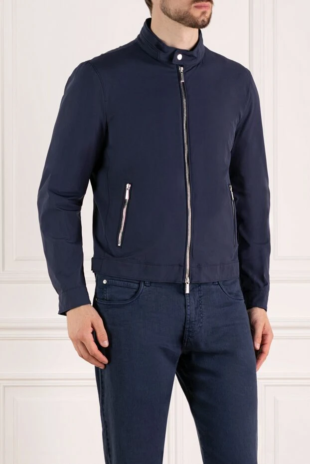 Moorer мужская тёмно-синяя куртка из плотного текстиля с металлической фурнитурой 180224 - фото 3