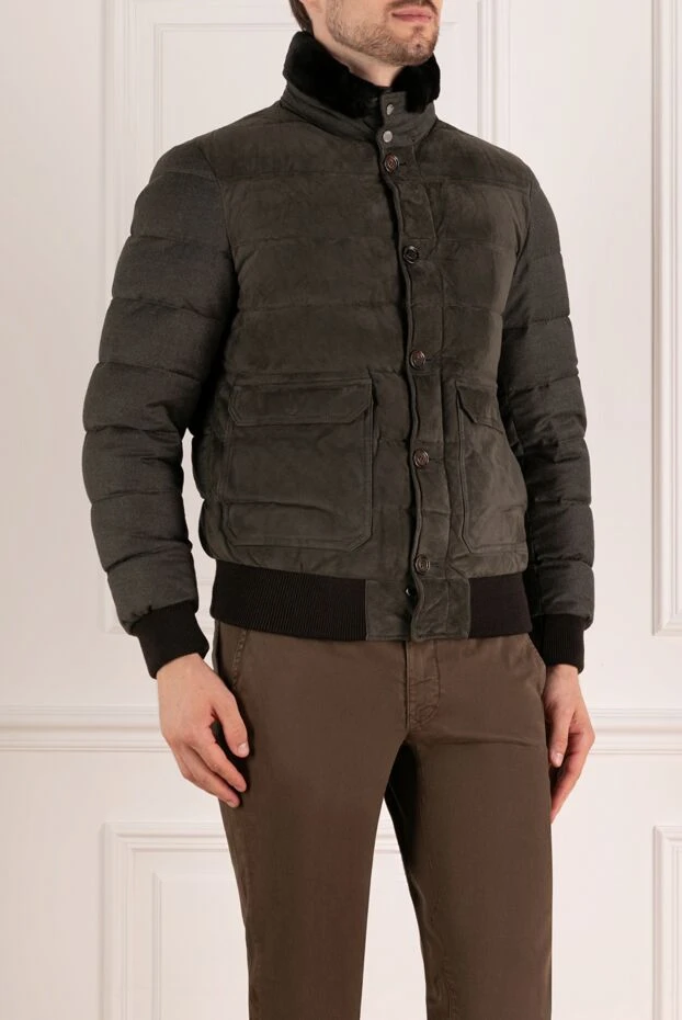 Moorer куртка мужская зеленая из шерсти и кашемира 180233 - фото 3