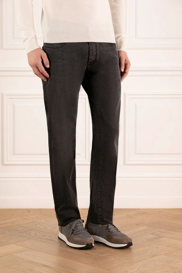 Moorer джинсы мужские серые из хлопка и полиуретана 180262 - фото 3