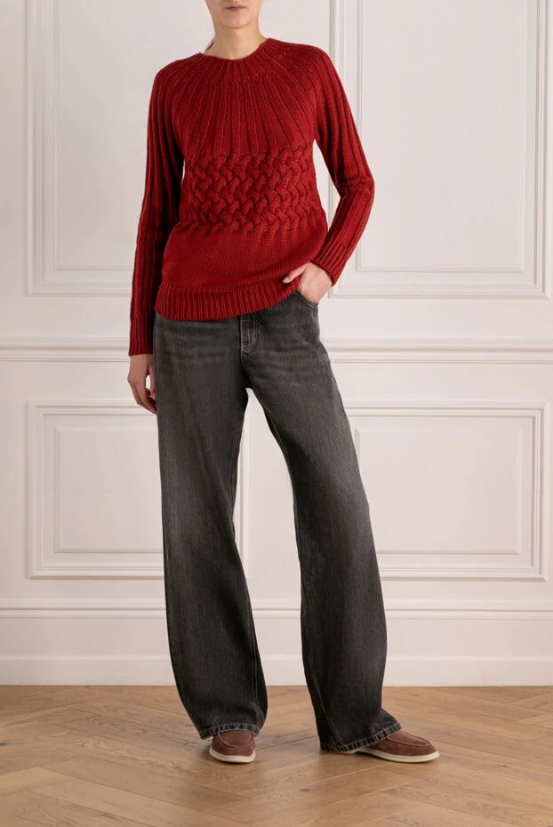 Moorer woman women's burgundy wool jumper купить с ценами и фото 180265 - photo 2