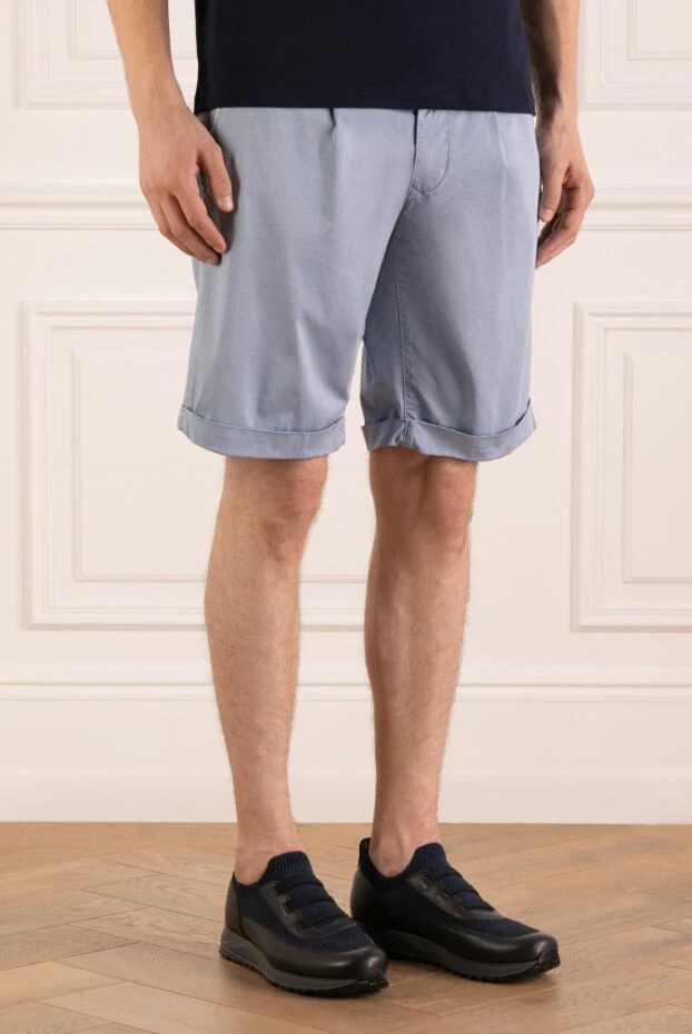 Moorer шорты базовые хлопковые светло-синие с защипами
 180285 - фото 3