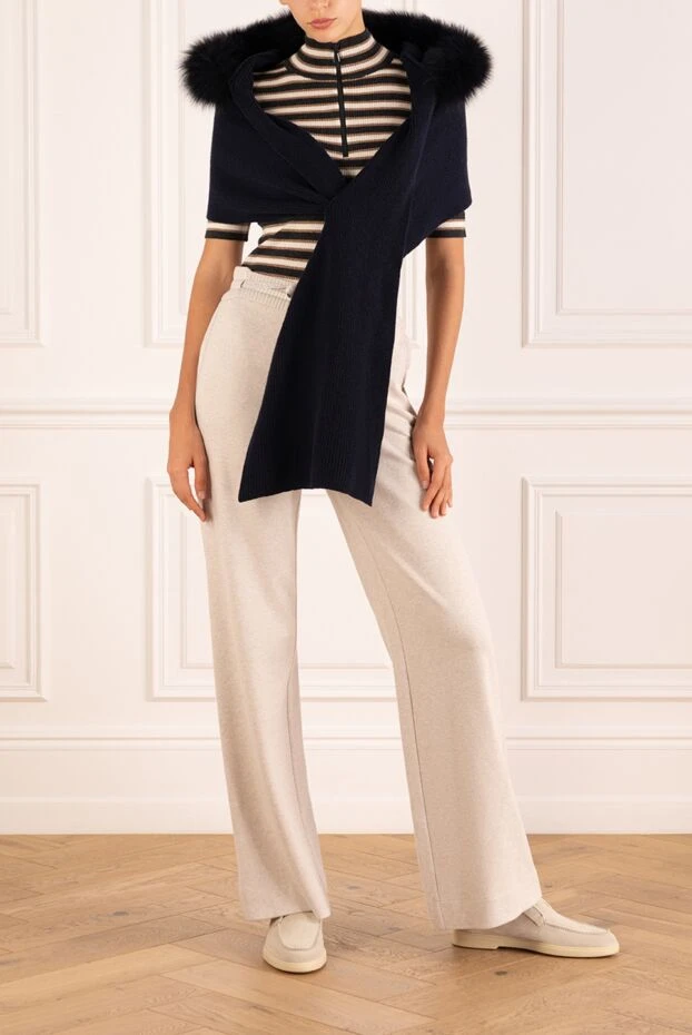 Moorer шарф женский синий из кашемира 180294 - фото 2