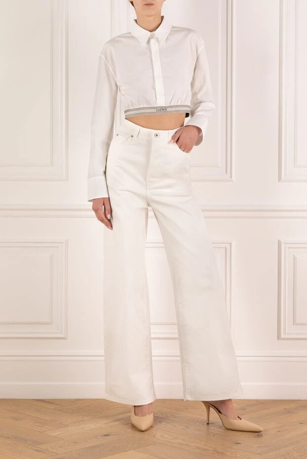 Loewe woman women's white cotton jeans купить с ценами и фото 180337 - photo 2