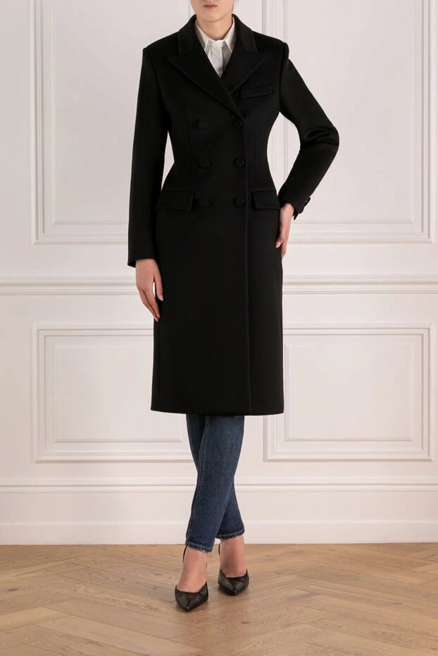 Valentino woman women's black coat made of wool and cashmere купить с ценами и фото 180339 - photo 2