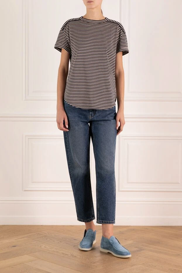 Brunello Cucinelli футболка женская синяя из хлопка 180346 - фото 2