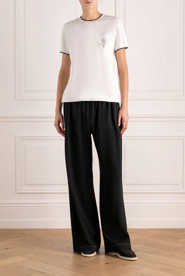 Brunello Cucinelli white cotton t-shirt with contrast trim and a chest pocket
 180347 - photo 2