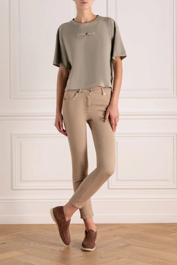 Brunello Cucinelli t-shirt for women beige made of cotton 180348 - photo 2